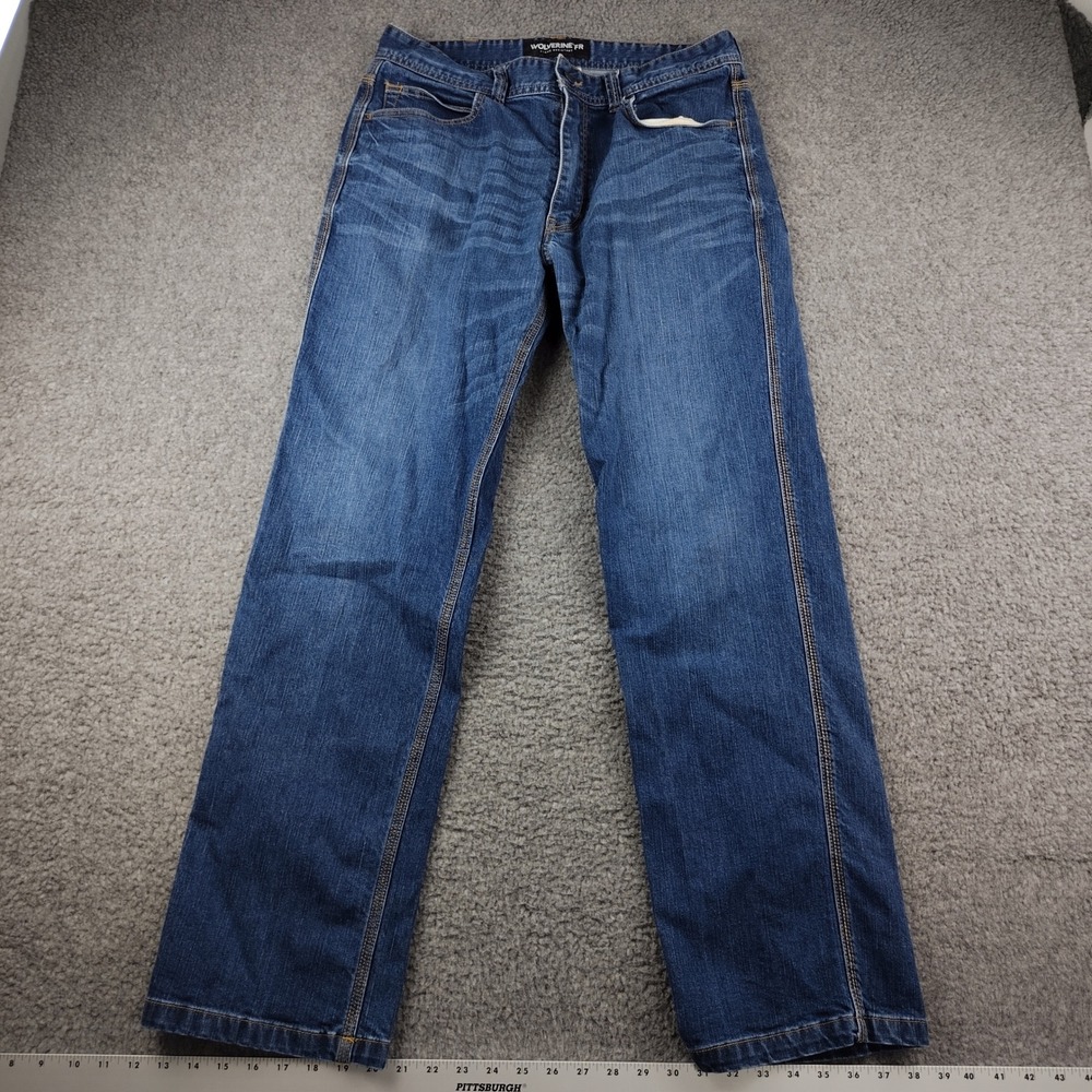 Wolverine Jeans Mens 34x32 Flame Resistant FR CAT2 Blue Denim Work Pants